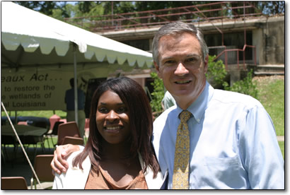 Pictured with Senator Breaux is Lashanta Enclade of Plaquemines Parish who was recognized for her essay &ldquo;Why is coastal restoration important to the nation, Louisiana and me?&rdquo;